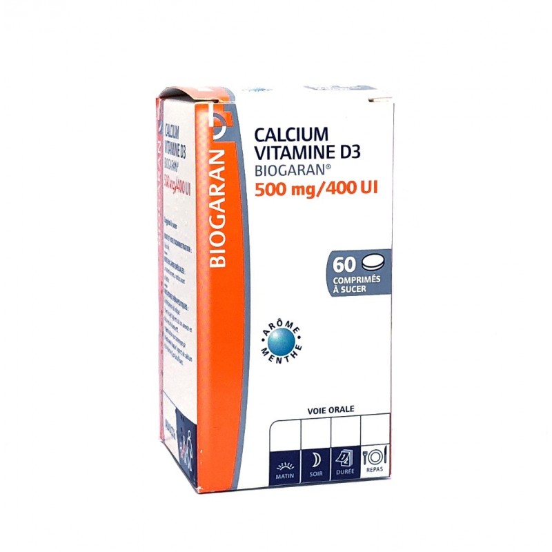 Calcium Vitamine D3 500 mg 400 UI Biogaran 60 Comprimés