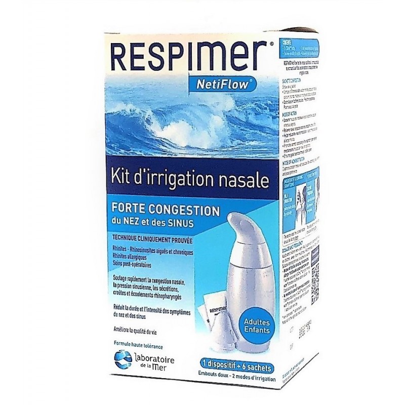 Traitement cogestion nasale sinus irrigation RESPIMER : le kit à Prix  Carrefour